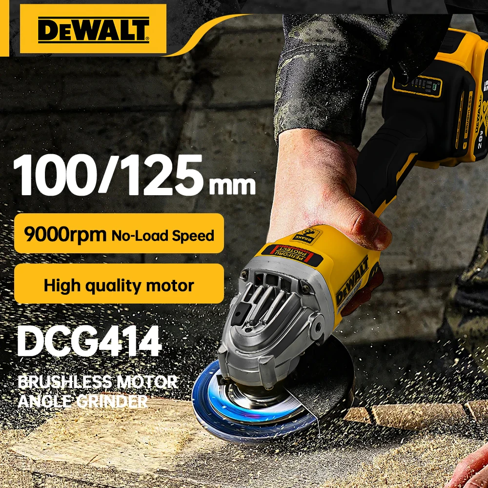 Dewalt 20V 배터리 DCG414 100MM 125MM 150MM 무브러시 앵글 그라인더 코드리스 절단기 금속 연마 광택 전력 공구