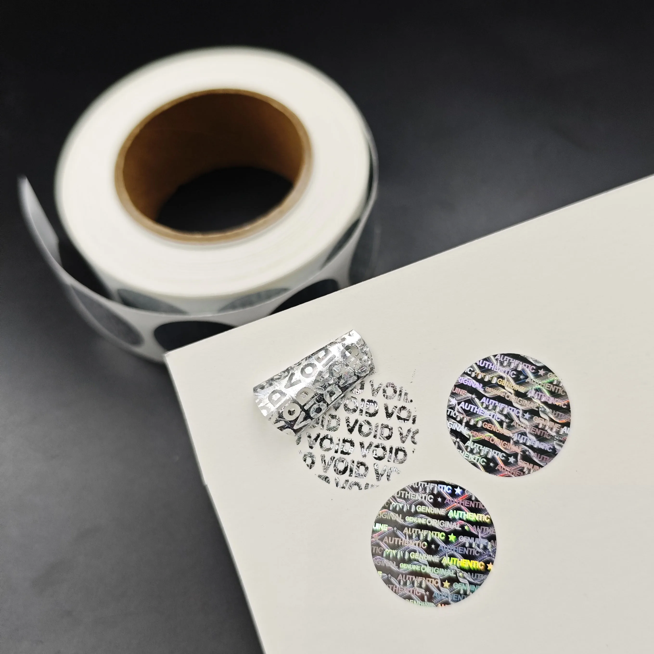 500/1000pcs Hologram Tamper-Evident Security Labels Laser Created in Rolls, Anti-Tamper Proof Seal Sticker Original Design
