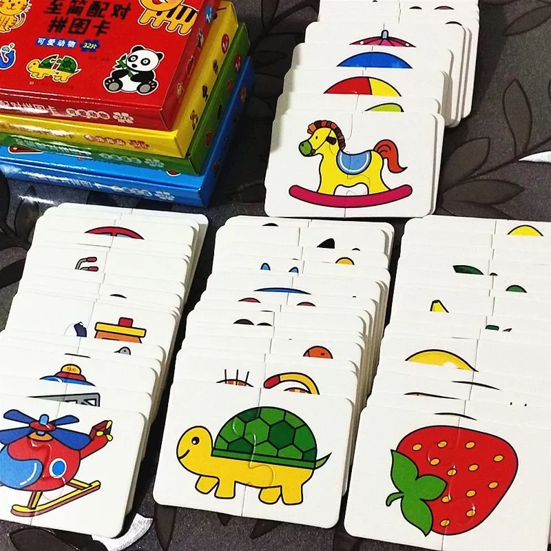 32 pçs montessori criança cartão jogo de correspondência educação precoce quebra-cabeça brinquedos dos desenhos animados brinquedos cor forma treinamento cognitivo presente