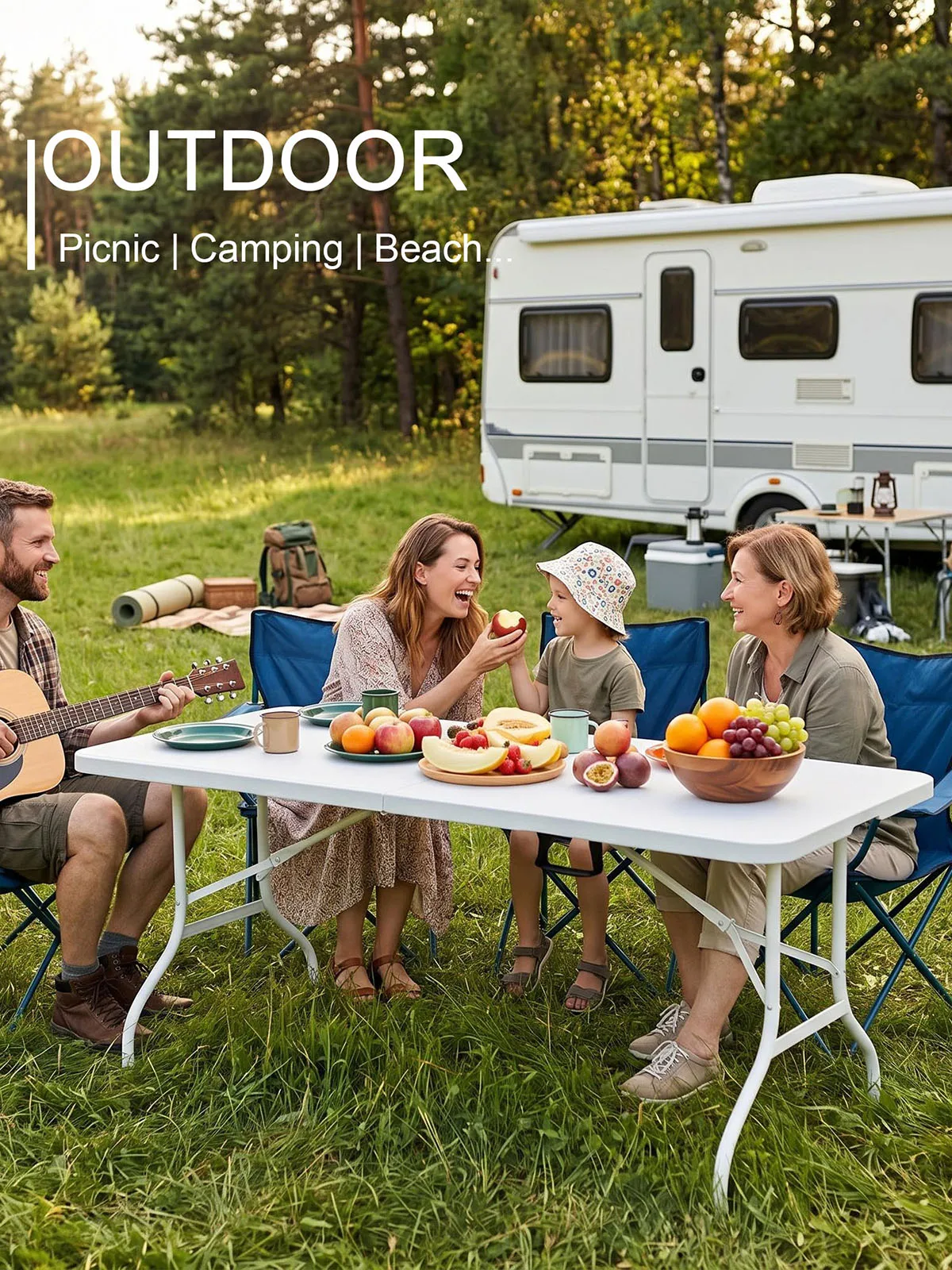 Robuster Rechteckiger Klapptisch Mehrzweck Tragbarer Plastik-Klapptisch für Camping, Picknick, Garten, Party, Markt, Essen im Freien