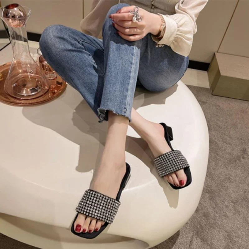 mujer sapato Rhinestone slippers Women 2022 summer New fashion brand design Fairy style best low heel Womenshoes mujer