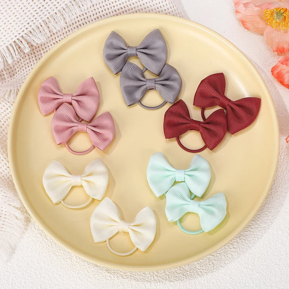 10 pçs arcos elásticos hairbands náilon rabo de cavalo titular corda para meninas do bebê adorável borracha de gorgorão faixas de cabelo crianças acessórios para o cabelo