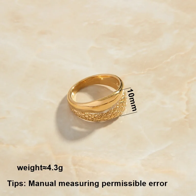 Sommar Hot New Gold Plated Size 6 7 8 Engagement Ring for Female Snake Pattern and Smooth Ring Men Ring Gift for Her