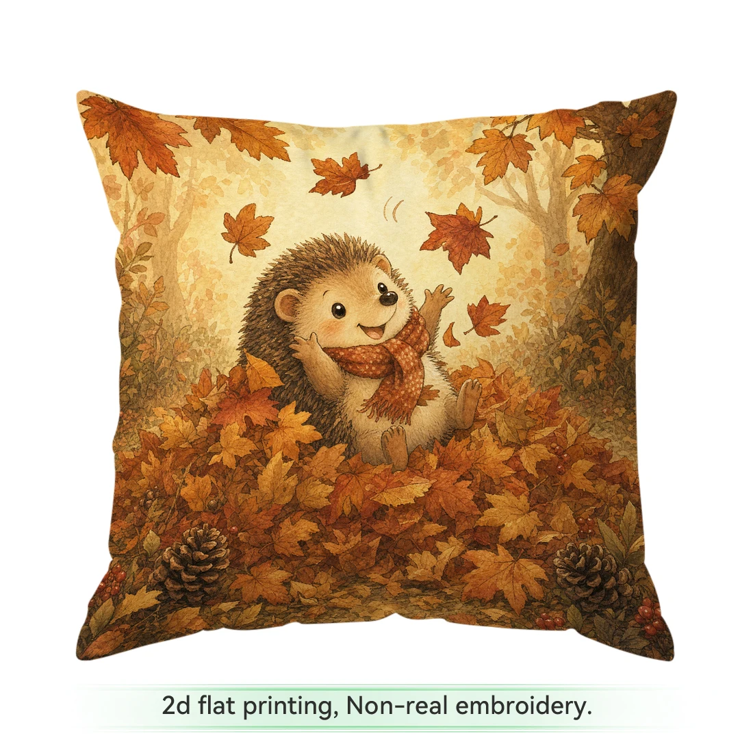 1pc Retro Fairy Tale Autumn Forest Animals Cushions Pillowcase Polyester Cushion Cover Throw Pillow Pillowcover Home Car Sofa De