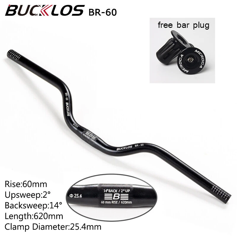 BUCKLOS 25.4mm 31.8mm Fiets Riser Stuur 620/660/720/780mm Fiets Zwaluw Stuur Ultralight M Type MTB BMX Handvat Bar