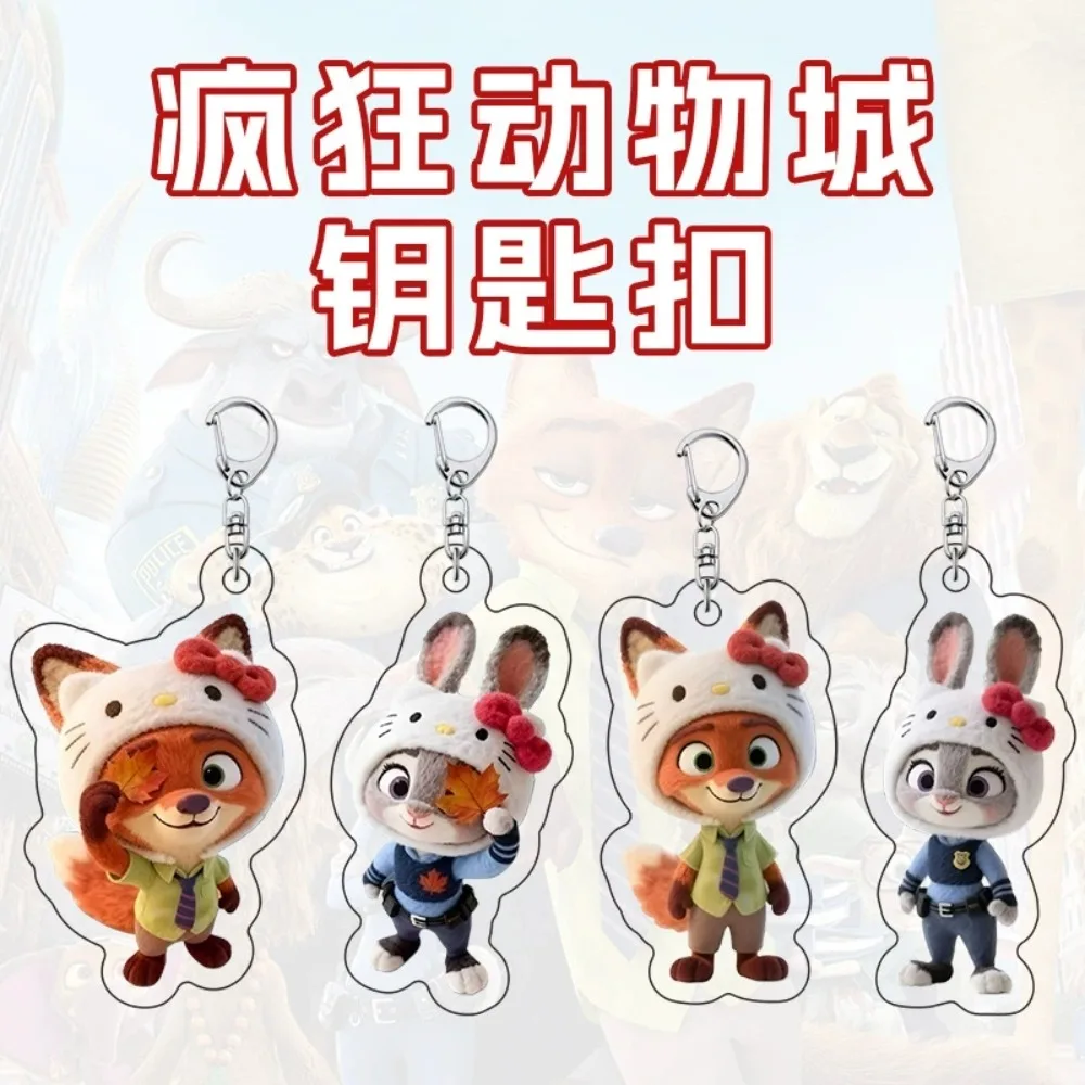 Porte-clés périphérique d'animation Disney Zootopia, dessin animé Judy Nick, mignon sac d'école en acrylique, cadeaux d'anniversaire pour hommes et femmes