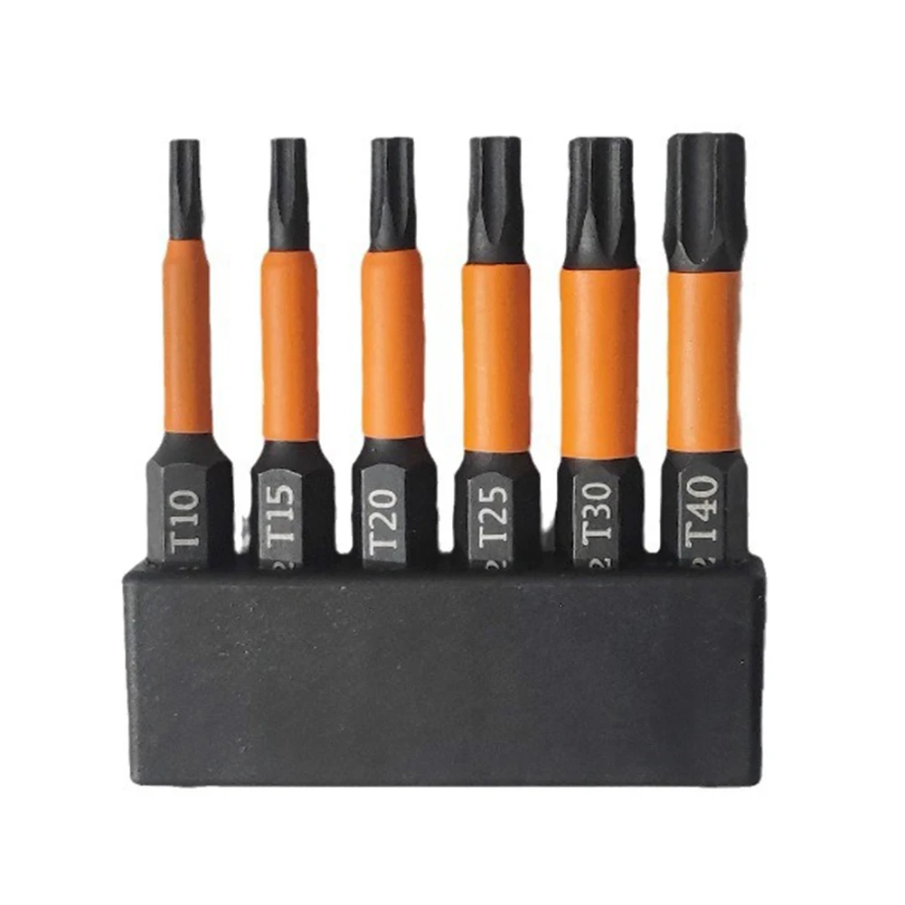 6pcs 50mm Torx Screwdriver Bit Magnetic 1/4 Shank Screwdriver Bit Set T10-T40 Torx Bit Set Hand Tools