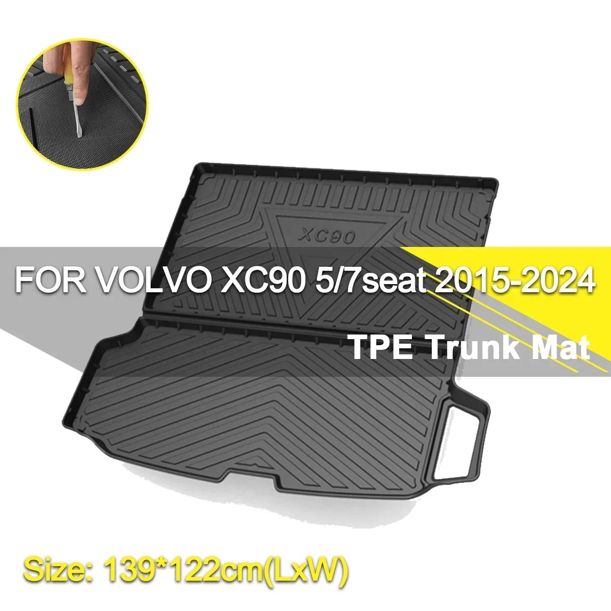 

Car Rear Trunk Cover Mat Waterproof Non-Slip Rubber TPE Cargo Liner Accessories For Volvo XC90 5/7 Seater 2015-2024