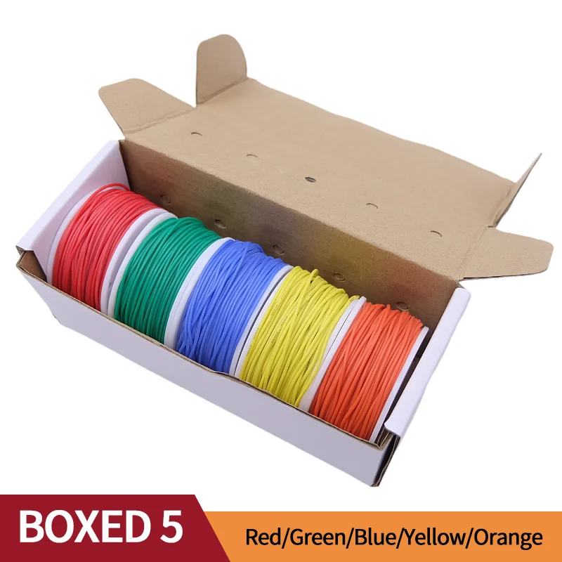 Superweiche Kupferdrahtbox (5 Farben Mix Kit) Hitzebeständiges, flexibles Silikon 30/28/26/24/22/20 AWG elektrisches verzinntes Kupferkabel – Detail 9