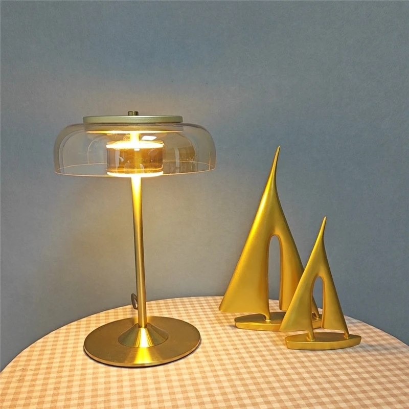 Imagem -02 - Lâmpadas de Assoalho Dourado em Forma de Cogumelo Tigela de Vidro Luzes de Mesa Nórdico Vivendo Quarto Cabeceira Decoração de Interior Luminárias