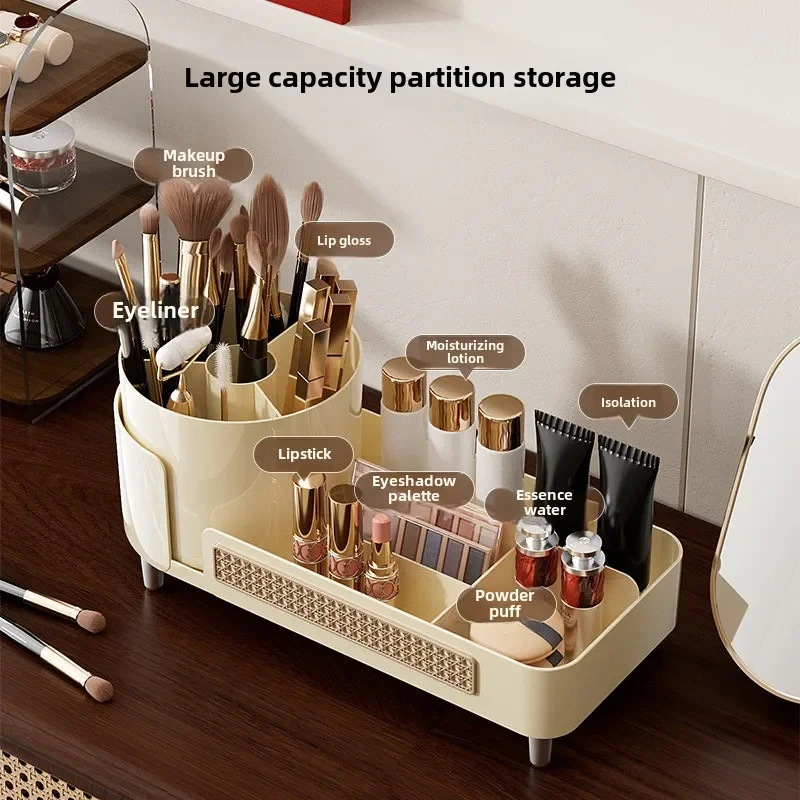 2025 New Makeup Storage Box Desktop Rotatable Dividing Pen Holder for Dressing, Large Capacity Multifunctional Makeup Box