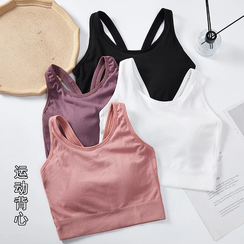 Summer New Fixed Cup Chest Pad Seamless Tank-Top Young Lady Sexy Sports Outerwear Bottoming Vest Underwear