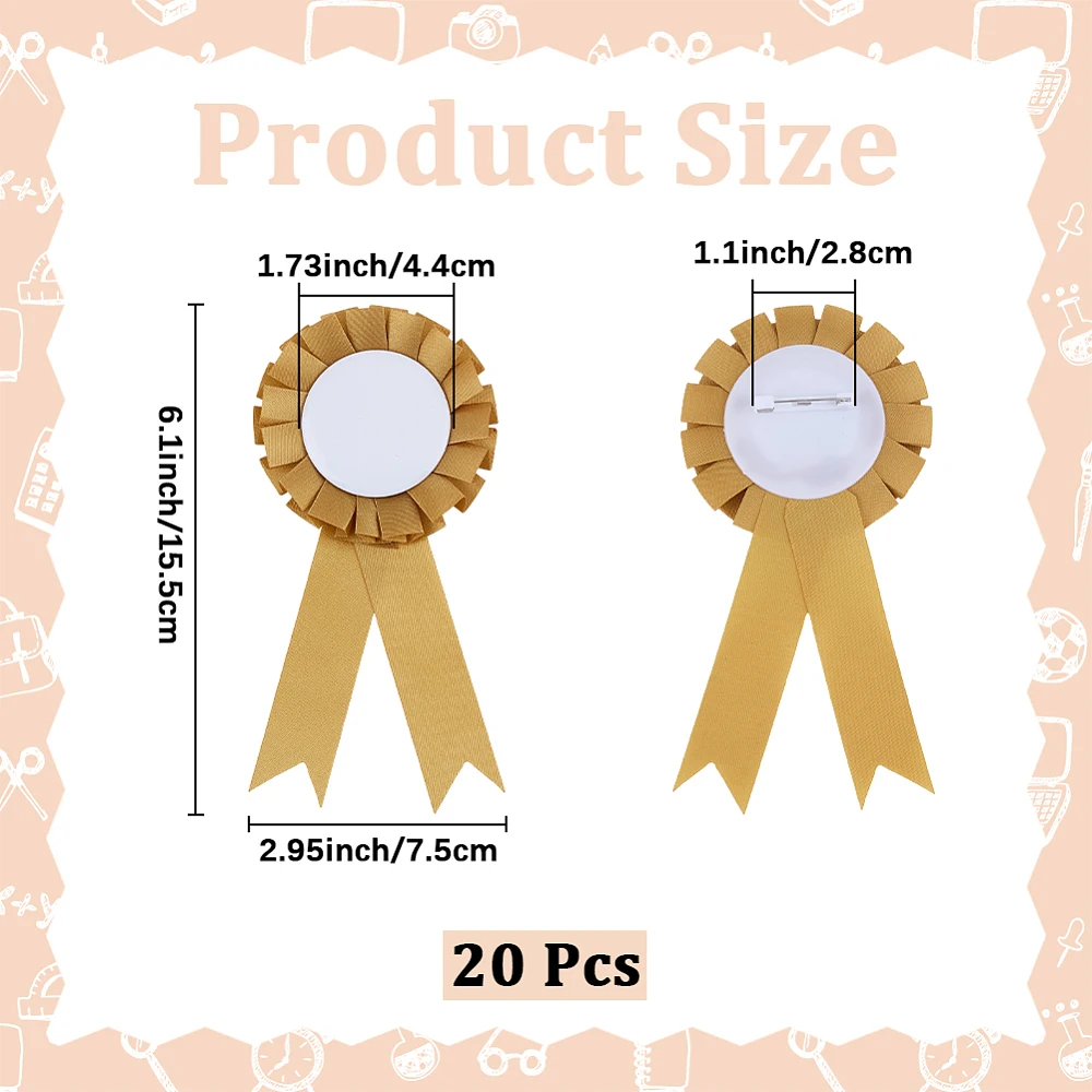 20Pcs Olive Blank Award Ribbon Rosette Ribbon Grand Prize Button Pin Brooch Winner Victory Ribbons for DIY Classroom Party
