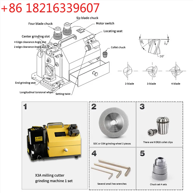 YAO X3A Drill Sharpener Electric Grinding Sharpening Machine Tungsten Steel Milling Cutter Angle Grinder Bit Sharpening Tool 4-2
