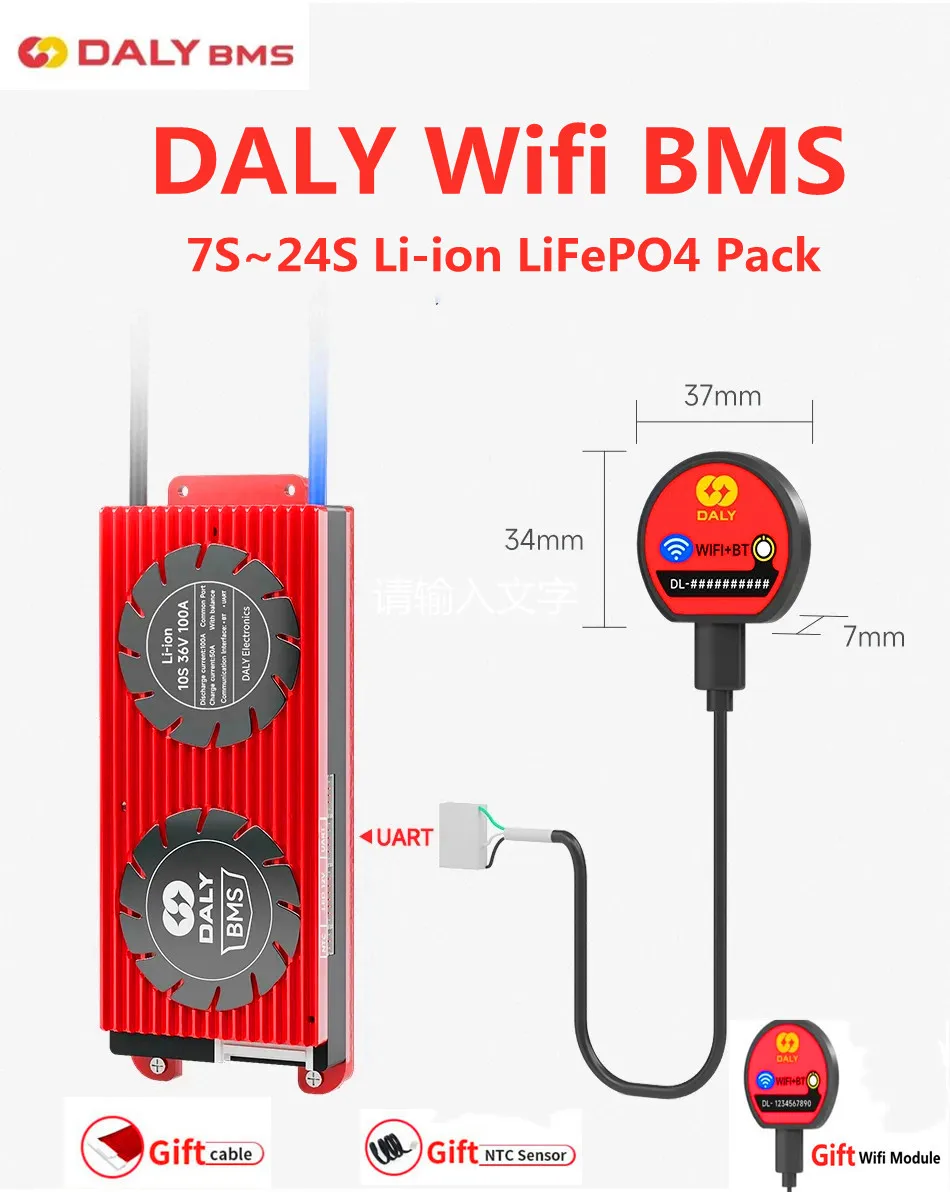 2024 New Arrival DALY WIFI BMS 7S 8S 10S 12S 13S 14S 15S 16S 17S 20S 24S Smart Li-ion LiFePO4 BMS Wifi Control 30A To 500A