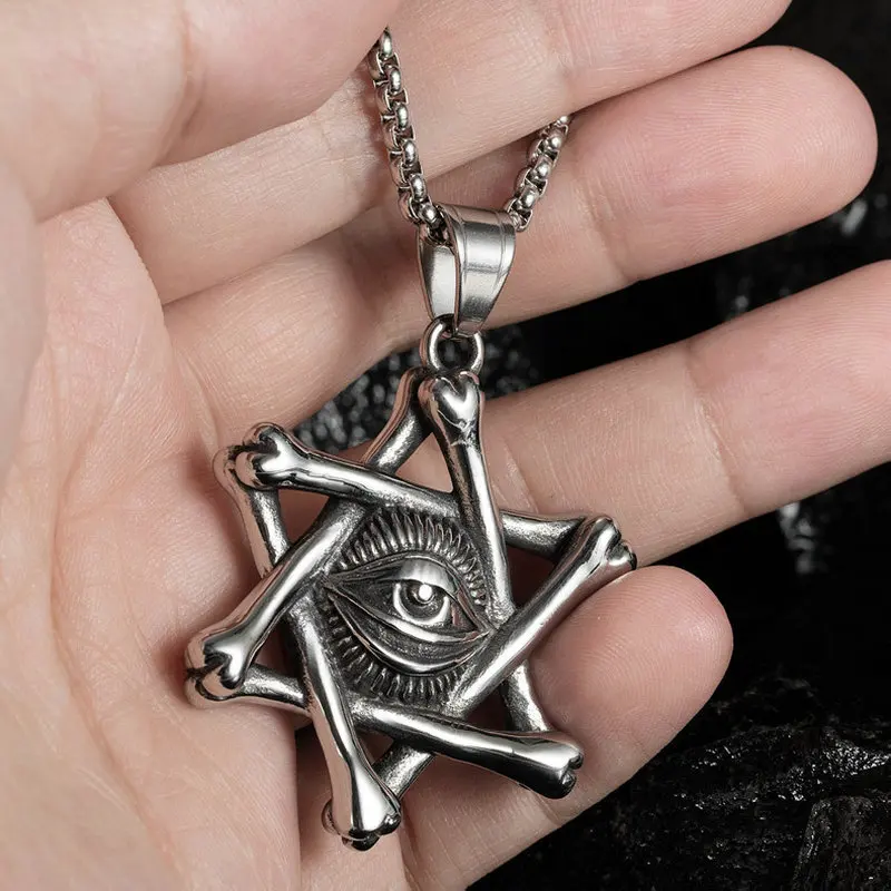 Stainless steel fashion vintage hexagram star Magic Eye pendant