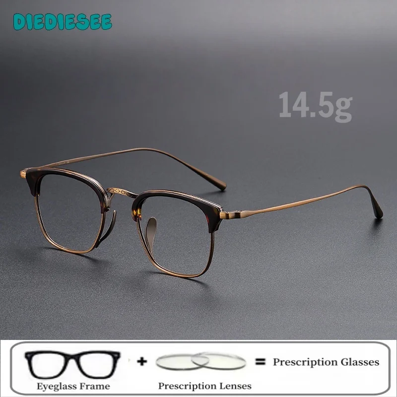 

DIEDIESEE Ultra Light High Quality Retro Anti Blue Light Plate Titanium Frame Men's And Women's Prescription Glasses K-1112