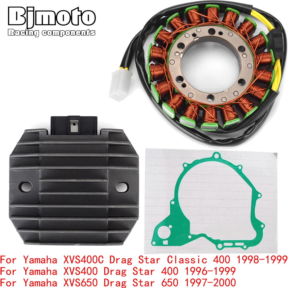 

XVS400 Engine Stator Coil+Voltage Regulator rectifier For Yamaha XVS400C XVS650 Drag Star Classic 400 650 1996-2000 With Gasket