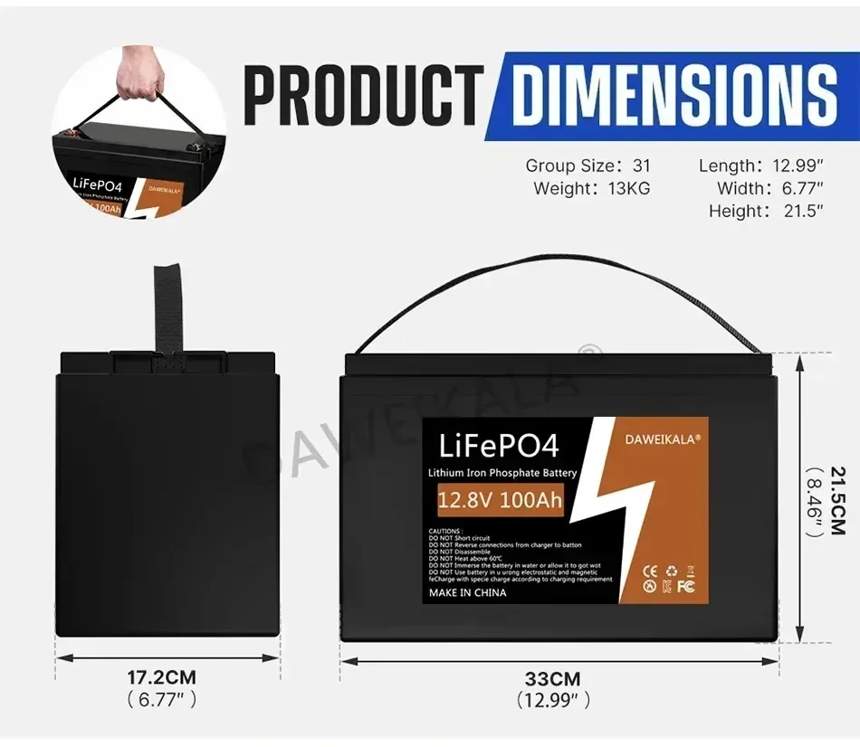 12V 100Ah LiFePO4 Battery Pack 12V 100Ah Lithium Iron Phosphate for Electric Marine Outboard Propulsion Motors 48V Solar System