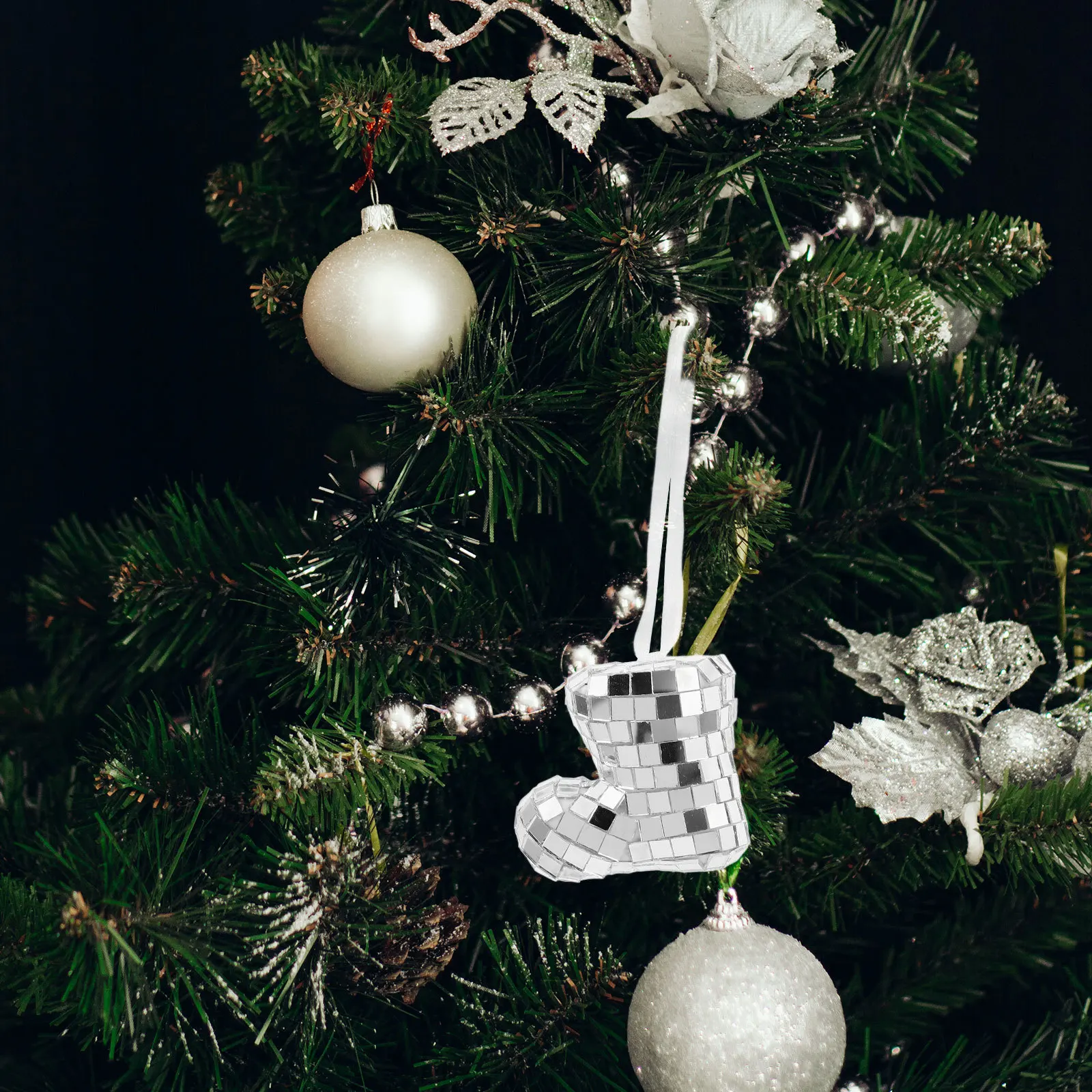 

Disco Themed Boot Pendant Christmas Tree Hanging Decor Glass Boot Ornament Xmas Party Favor Trendy Christmas Tree Decoration