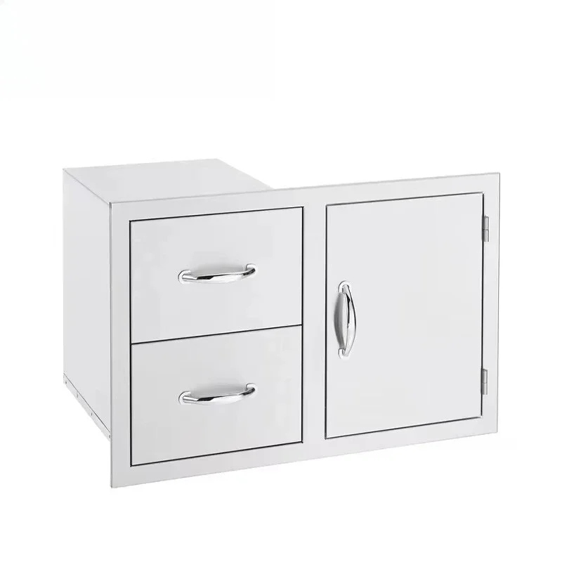 304 stainless steel garbage side door built-in double drawer kitchen cabinet