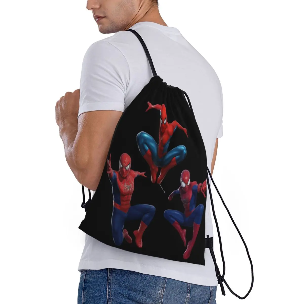 Drawstring bag Storage Portable Handbags Spider Man Grocery Shopping Shoulder bags foldable Travel Bag