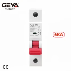 GEYA GYM10 SP Din Rail Circuit Breaker C Curve 6A 10A 16A 20A 25A 32A 40A 50A 63A 220V with CE CB 6KA MCB