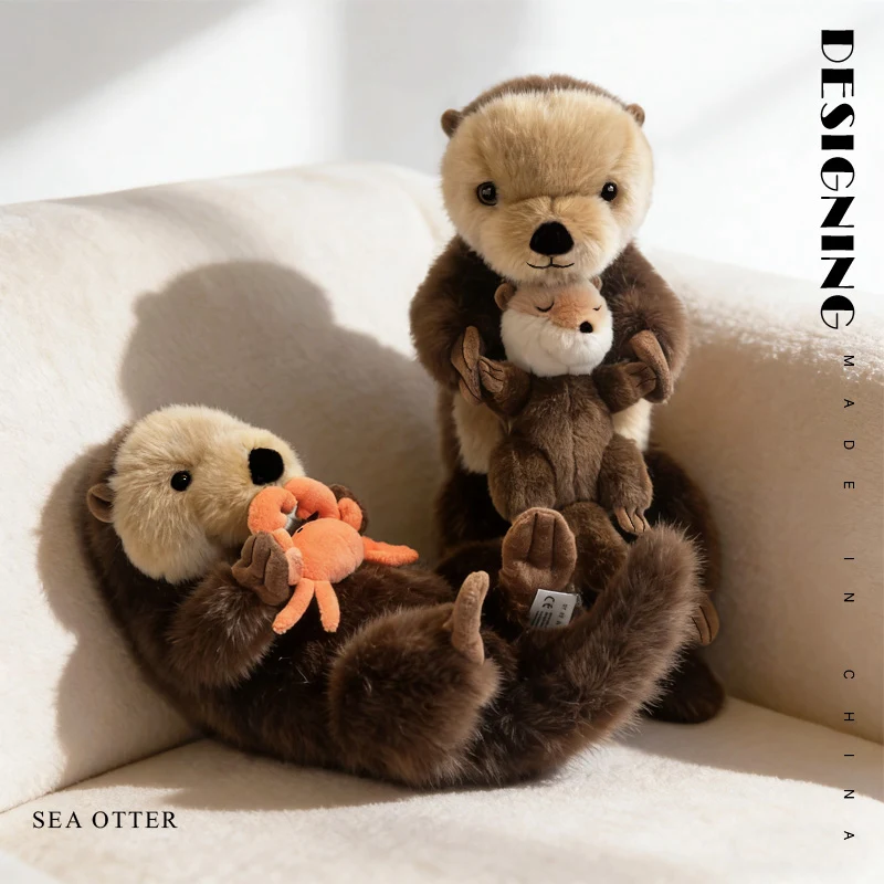 Lovely Sea Otter Plush Toy Otter Embracing Crabs Plush Doll Mother And Son Plush Soft Stuffed Toy Birthday Gift
