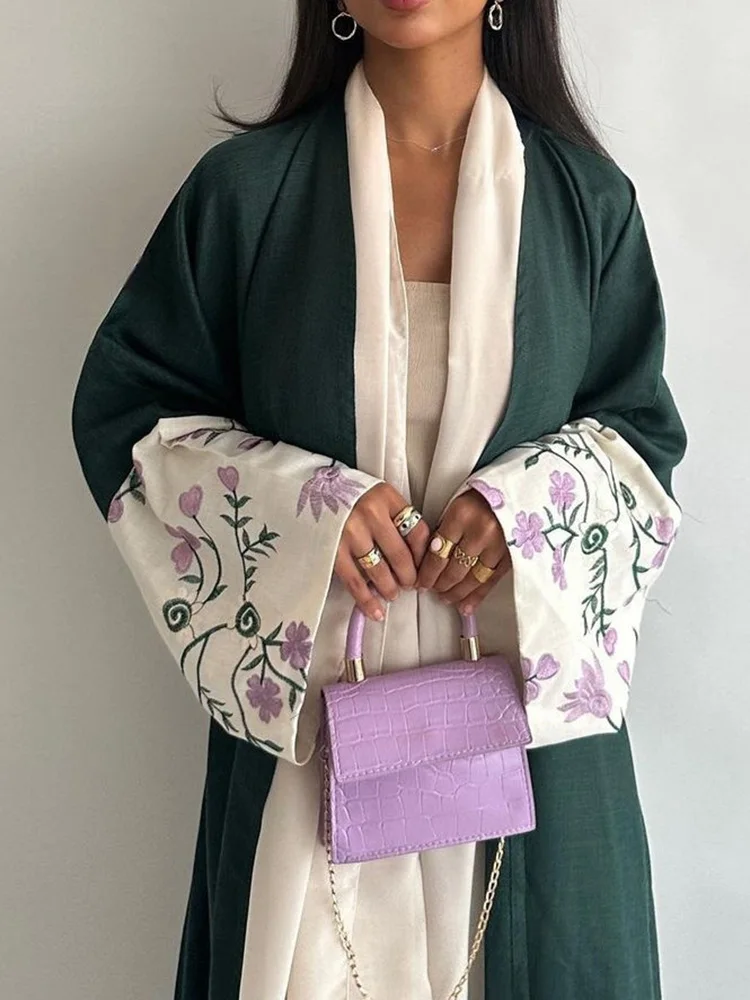 Nowa moda muzułmańskie kimono Abaya jednolity haft płaszcz Retro etniczny kardigan szata dubaj bliskowschód Arabia Saudyjska ubrania Eid