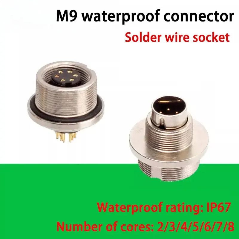 2 Core M9 Aviation Plug Connector 3 Core 4/5CoreFlange Receptacle 6/7/8 Pin Panel Mount Male Female Connector IP68 Waterproof