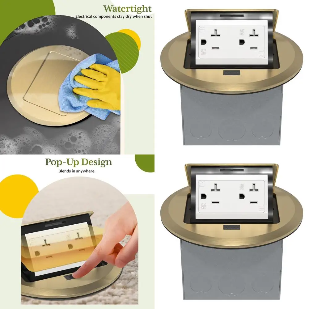 

Weatherproof Surface Mount Brass Receptacle Kit with 20A Tamper-Resistant Outlet for Kitchen Use, UL Certified