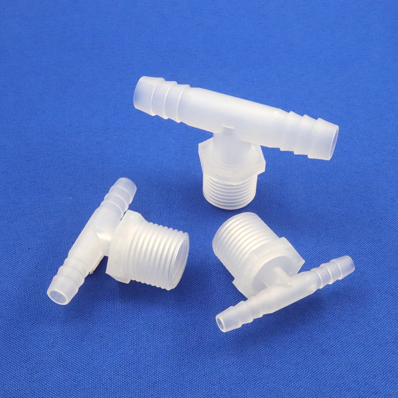 5~100pcs G1/8 G1/4Inch Thread To 12mm Food Grade PE Barbed Connectors Pipe Fittings Aquarium Fish Tank Air Pump Aerator Hose Tee