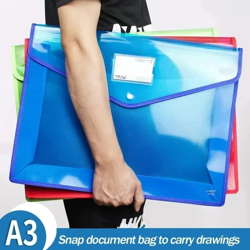 

Extra Large A3 Document Bag Snap Button Bag 8k Drawing Paper Simple Data File Painting Work Storage Large Information