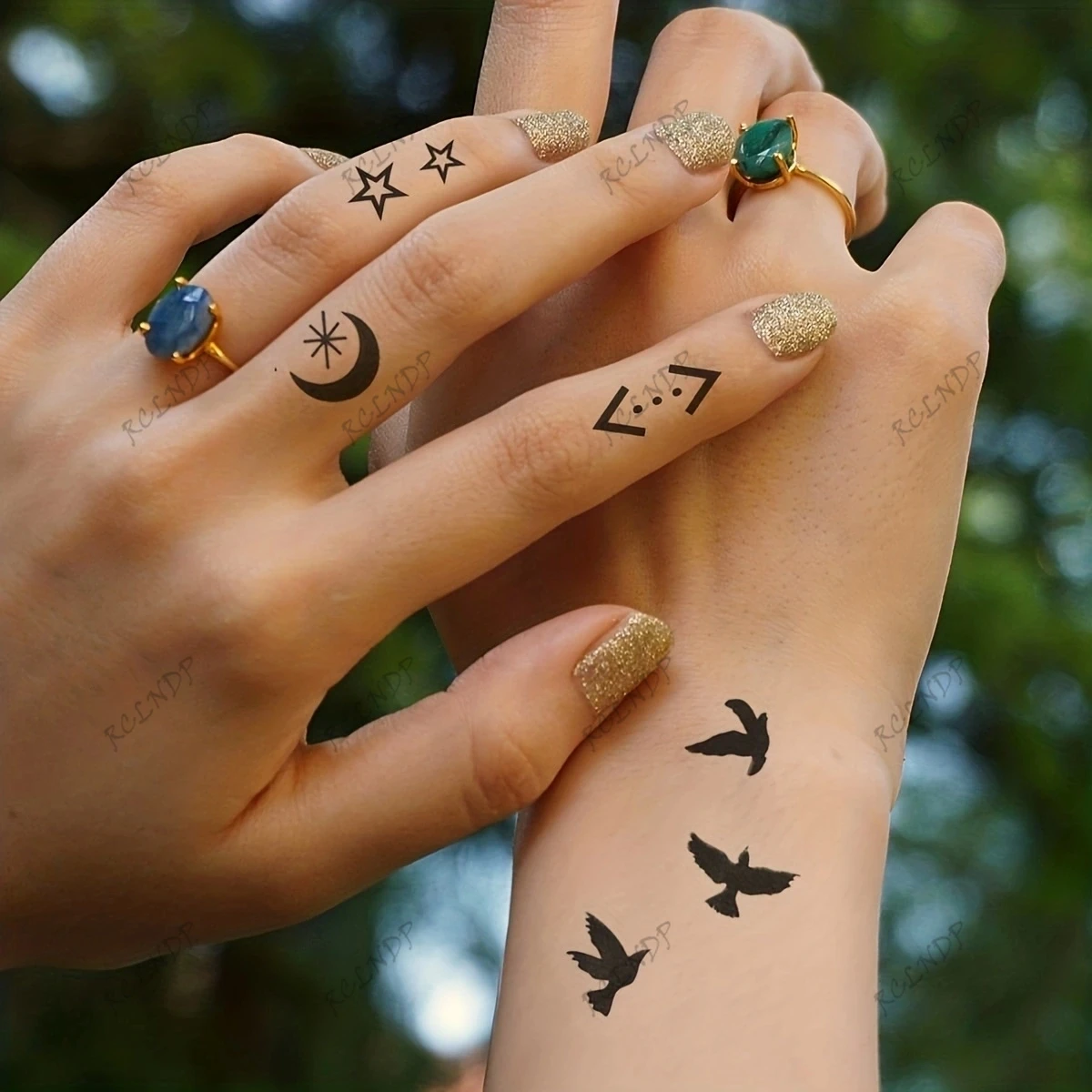 Waterproof Temporary Tattoo Sticker Stars, moons, birds Fake Tatto Flash Tatoo  Tato for Girl Women Men