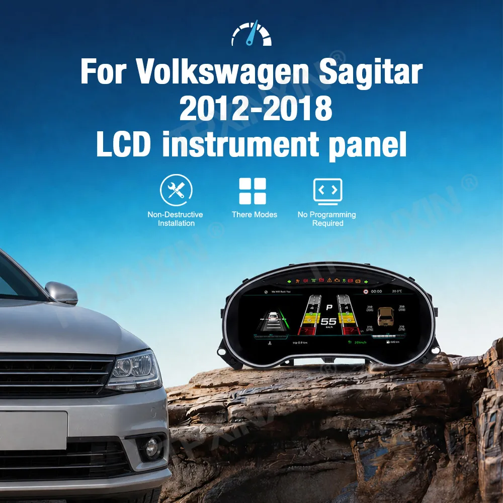 For Volkswagen Sagitar 2012-2018 Car LCD Dashboard Digital Cluster Virtual Cockpit Instrument Speedometer Multifunctional