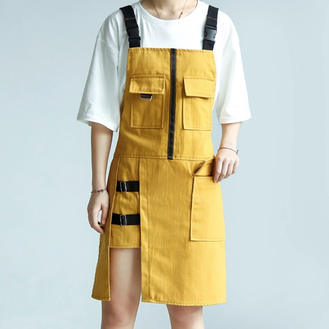 Denim Apron Men's and Women's Adjustable Work Apron Milk Tea Shop Hairdresser Gardener Restaurant Waiter