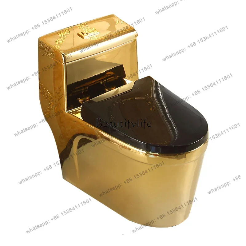 12P13European-style golden toilet flush toilet super swirl color deodorant and water-saving