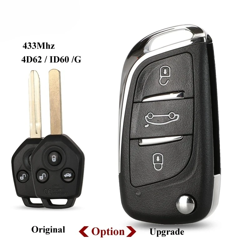 Llave remota de 3 botones con Chip 433MHz 4D62 ID60 G para Subaru Forester OutBack XV Origianl/llave plegable con tapa mejorada