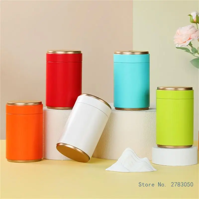 Round Tinplate Tin Sealing Tea Container Solid Color Tea Can Tea Boxes Tinplate Material for Tea Snacks Tea Candy Chocolate