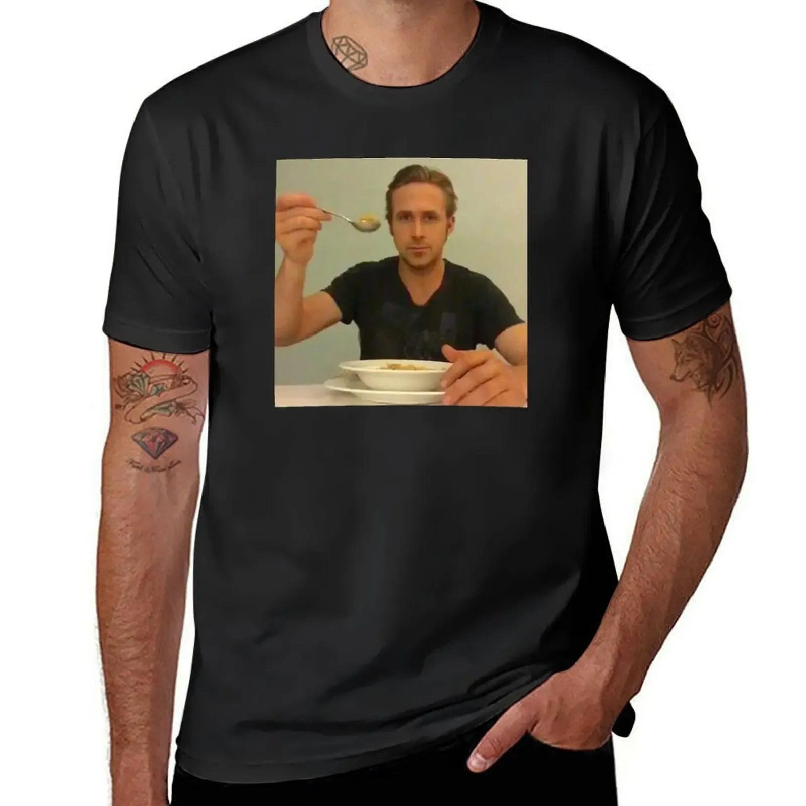 ryan gosling eats his cereal T-Shirt animal prinfor boys street wear plain men tshirt