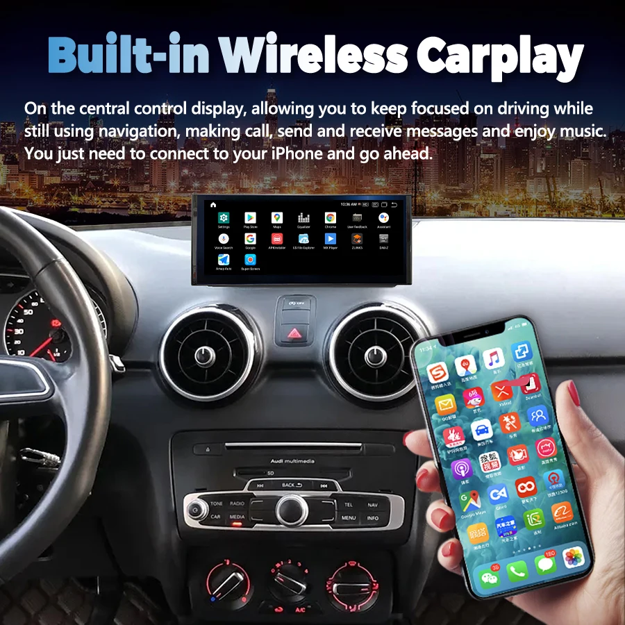 12.3Inch 1920*720 Qled Scherm Voor AUDI A1 2012-2018 Android 14 Autoradio Multimedia Video Player stereo GPS Draadloze CarPlay