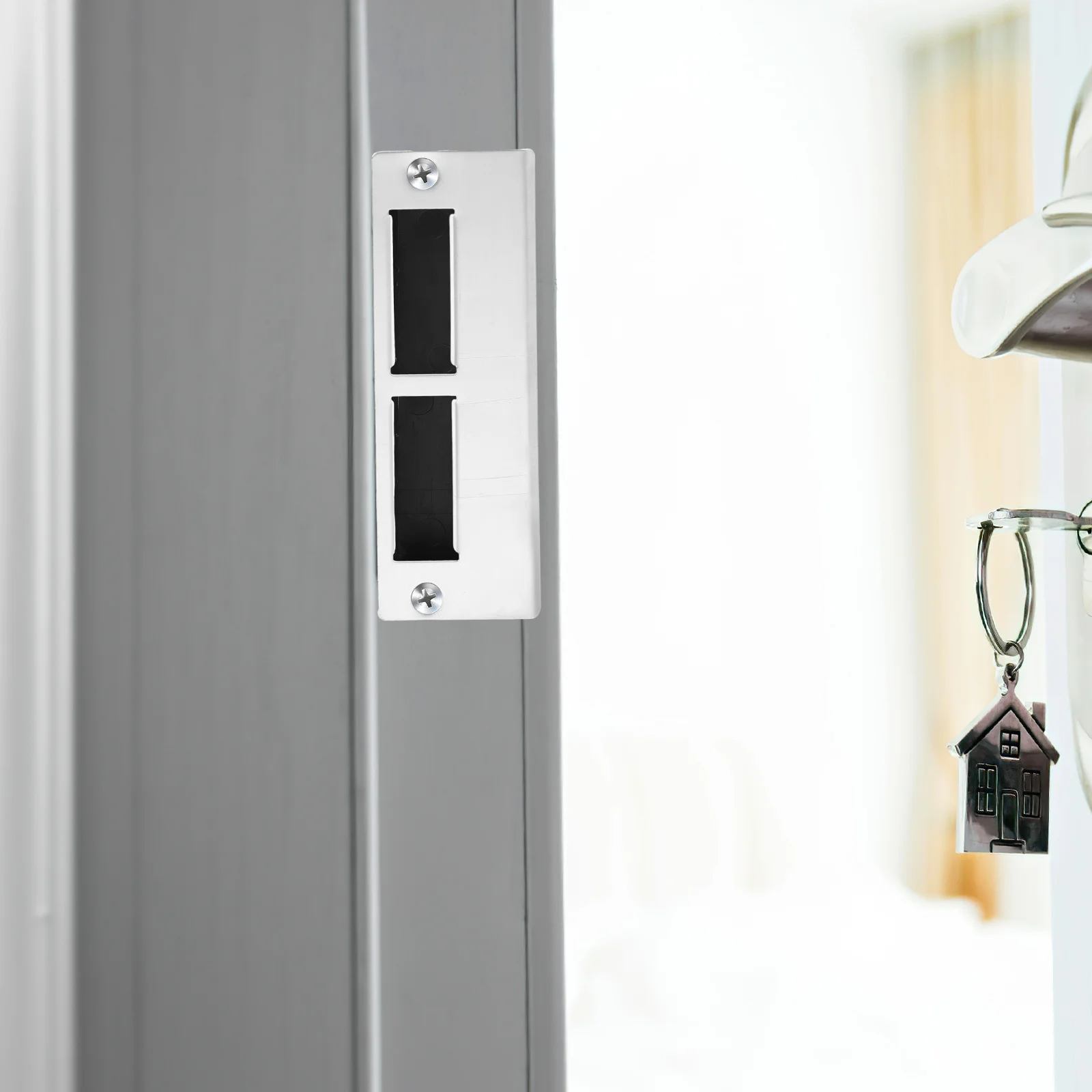 1Set Türloch-Abdeckplatte, robuste Türschließerplatten, ABS-Metallkonstruktion, kratzfest, sicher, bequeme Installation