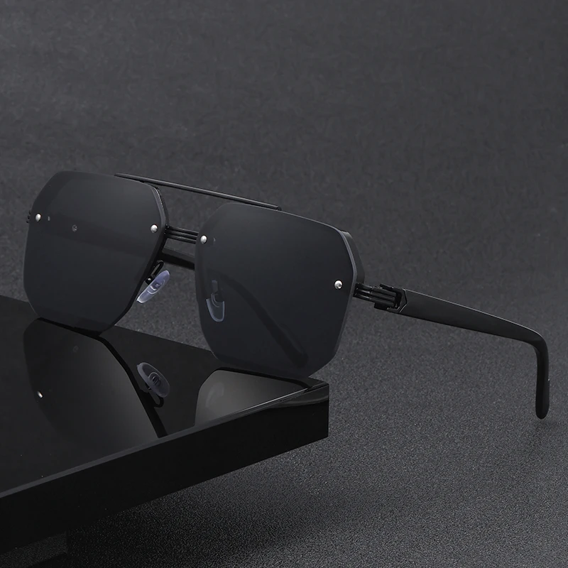 Men's multi-sided double-bar half-frame casual fashion glasses, European and American fashion texture suitable for daily commuti