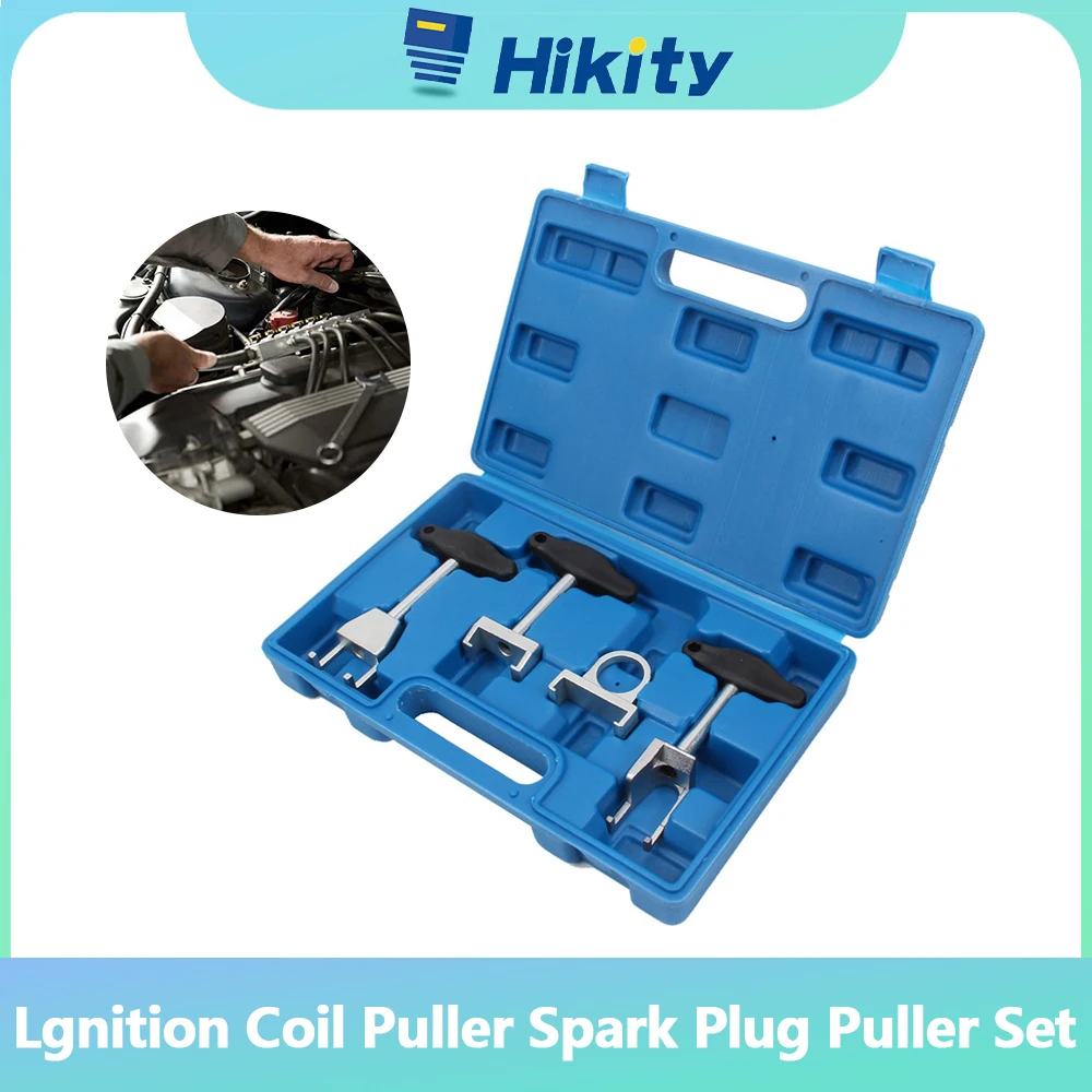 Hikity 4pcs Ignition Coil Puller Spark Plug Puller Set T Shaped Heavy Duty Install Repair Tool Durable Kits Spark Plug Puller