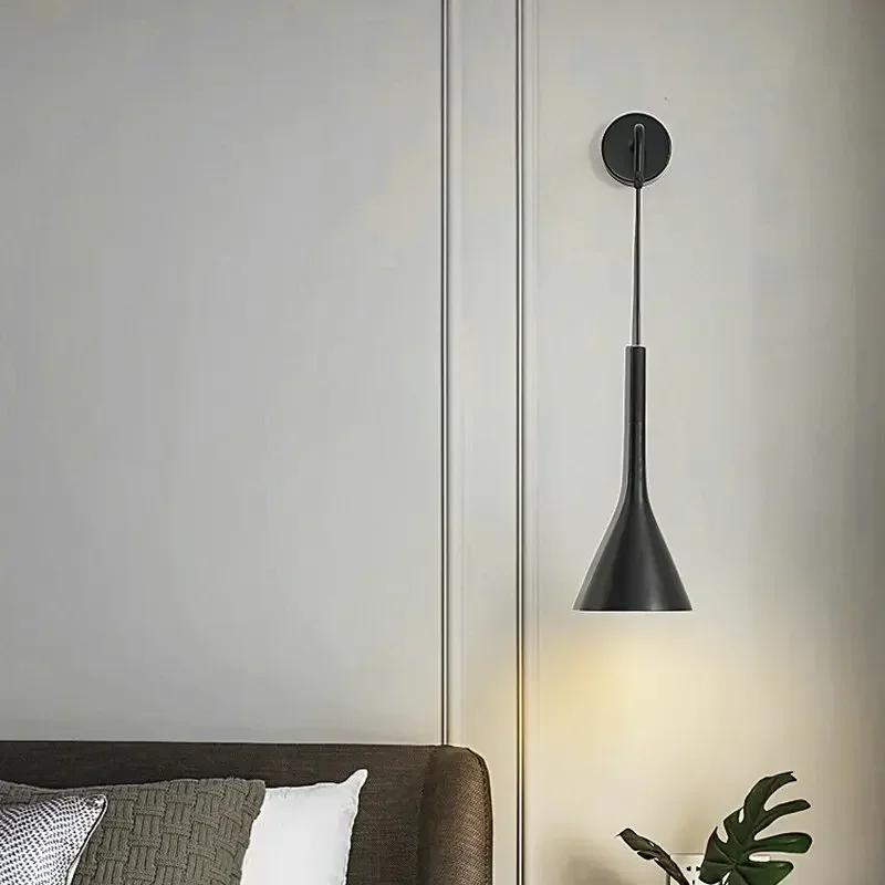 

Nordic Black/White/Gray LED Wall Pendant Light E27 Bedroom Wall Lamp for Living Room Stair Hotel Kitchen Lighting Fixture