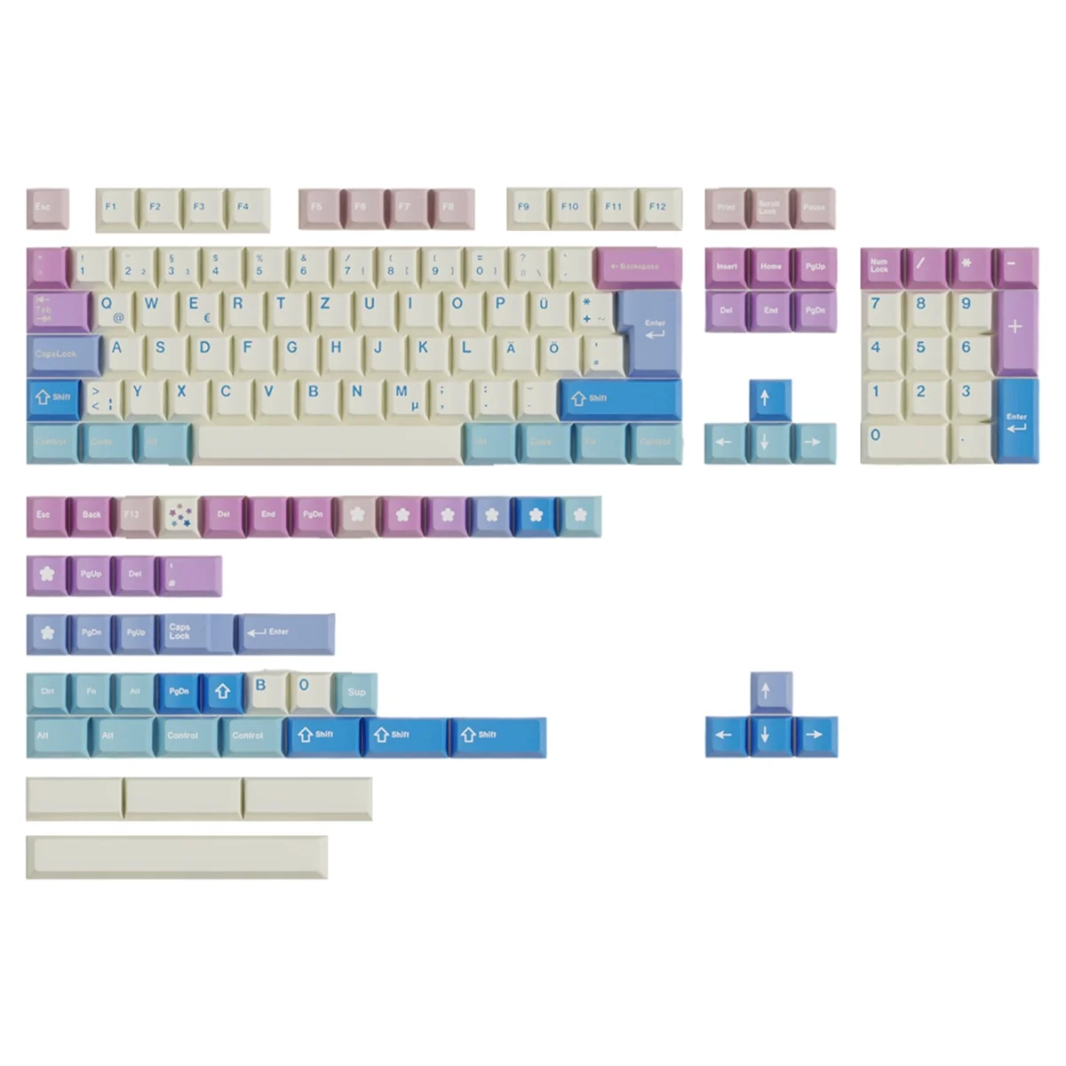 150 Keys Keycaps PBT Material Keyboard Keycaps Cherry Profile Sublimation Keycap for Most Mechanical Keyboards C