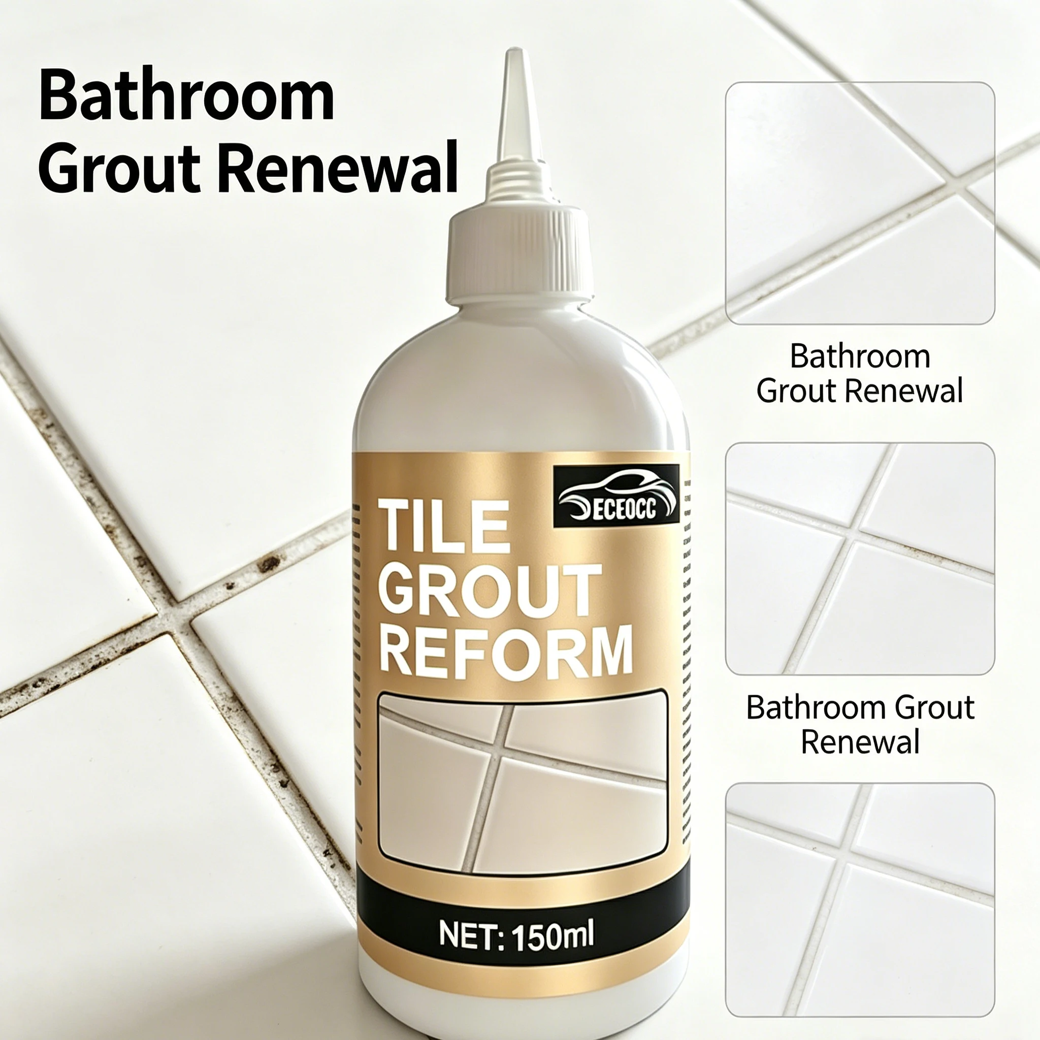 Kitchen Bathroom Waterproof Tile Grout Sealant, Sink Floor Crack Gap Filler, Odorless Durable Adhesive Tile Filling Agent - Whit