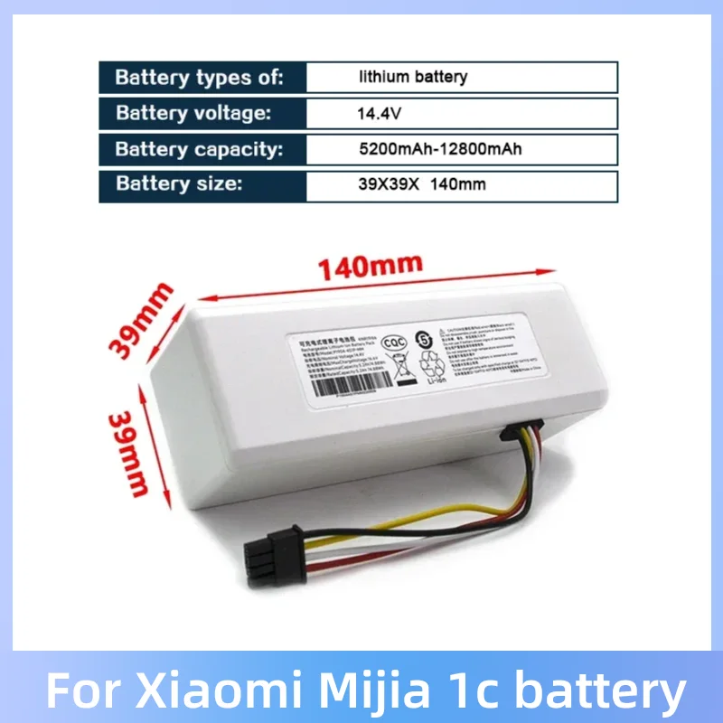 For Xiaomi Mijia Robot 1C STYTJ01ZHM Battery P1904-4S1P-MM Vacuum Cleaner Sweeping Mopping Robot Replacement Battery 12800mAh