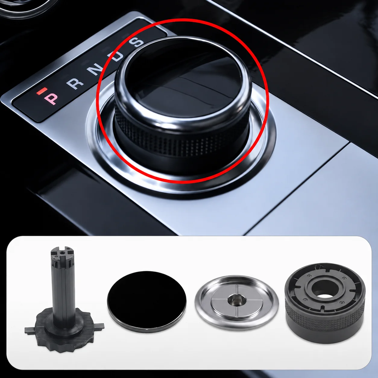 LR093842 For Jaguar Land Rover Range Rover Evoque Discovery Sport Transmission Shift Module Knob Cover, Shift Lever Bracket