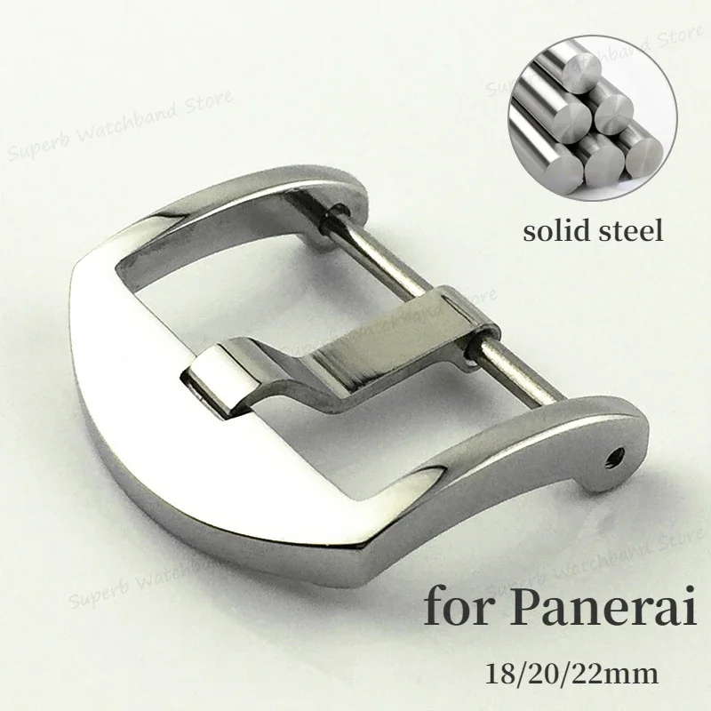 Screw Needle Buckle for Panerai Stainless Steel Solid Rubber Buckle 18 20 22mm Polished Clasp Watch Button Replacement